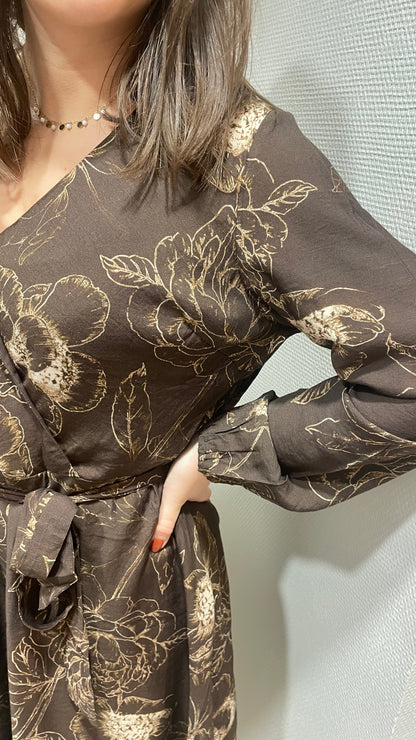 Robe brown Flowers