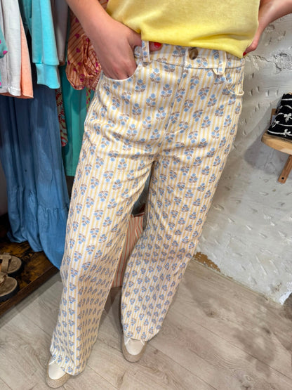 Pantalon à Motifs Fleuris