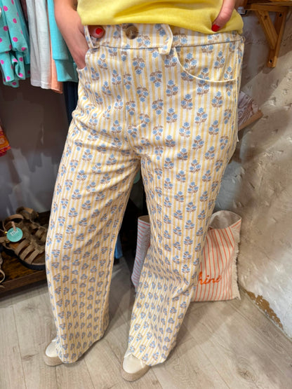 Pantalon à Motifs Fleuris
