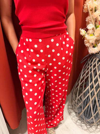 Pantalon Fluide Rouge Poids Blanc